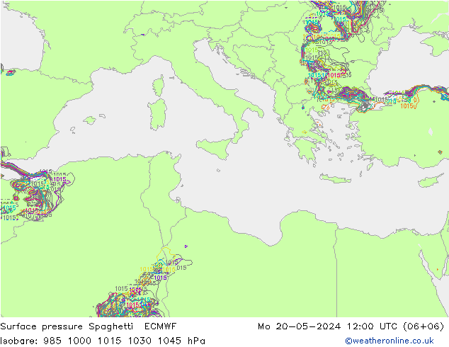 Surface pressure Spaghetti ECMWF Mo 20.05.2024 12 UTC