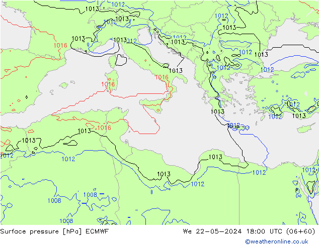 pression de l'air ECMWF mer 22.05.2024 18 UTC