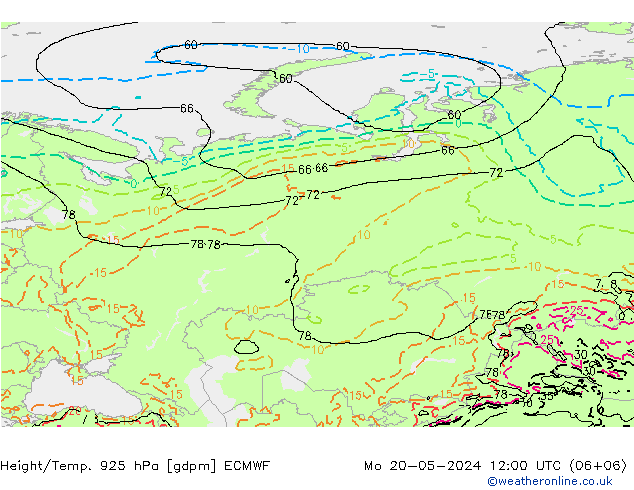 Hoogte/Temp. 925 hPa ECMWF ma 20.05.2024 12 UTC