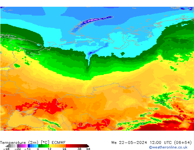 température (2m) ECMWF mer 22.05.2024 12 UTC