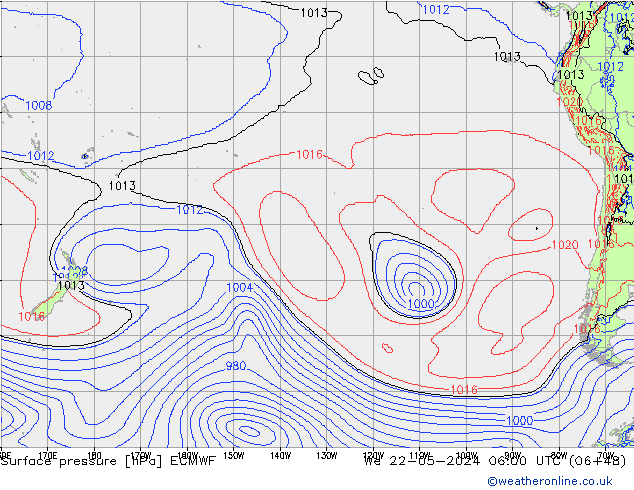 ciśnienie ECMWF śro. 22.05.2024 06 UTC