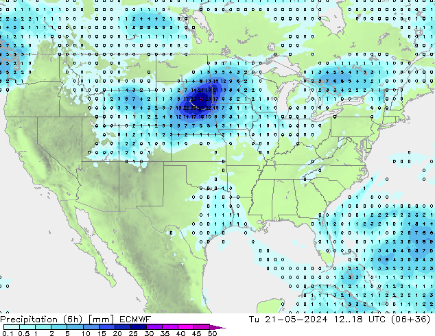 opad (6h) ECMWF wto. 21.05.2024 18 UTC