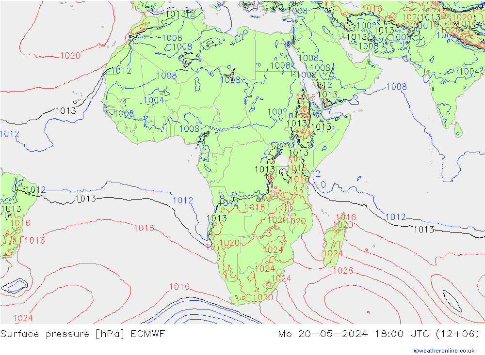 Surface pressure ECMWF Mo 20.05.2024 18 UTC