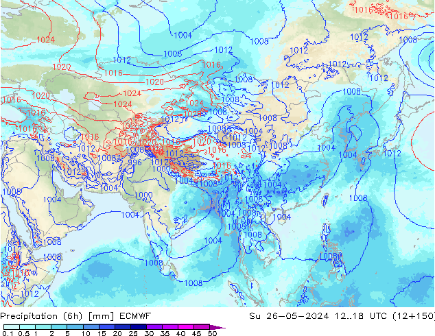 Precipitação (6h) ECMWF Dom 26.05.2024 18 UTC