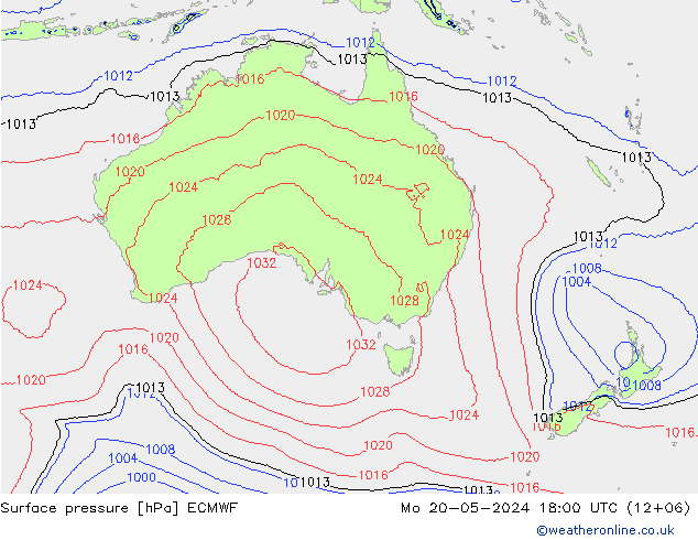 Pressione al suolo ECMWF lun 20.05.2024 18 UTC