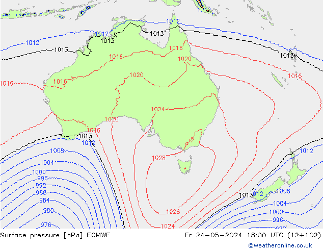 Yer basıncı ECMWF Cu 24.05.2024 18 UTC