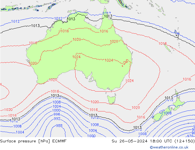 pressão do solo ECMWF Dom 26.05.2024 18 UTC