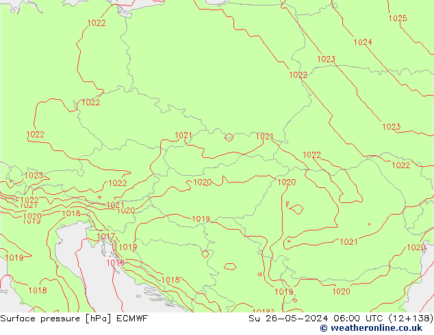 pressão do solo ECMWF Dom 26.05.2024 06 UTC