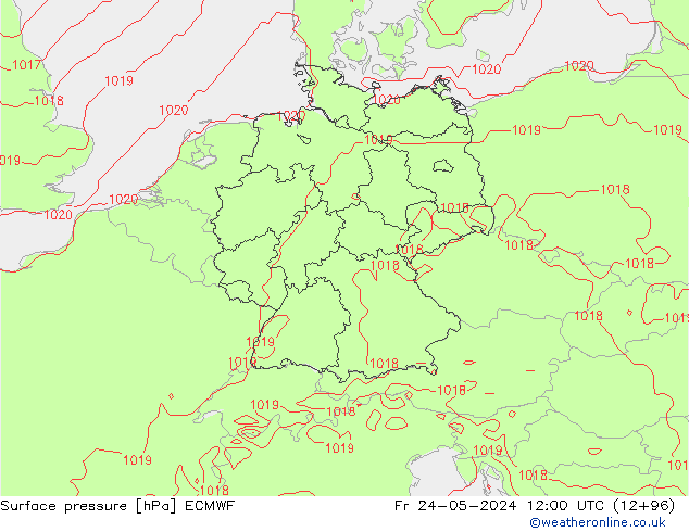 Atmosférický tlak ECMWF Pá 24.05.2024 12 UTC