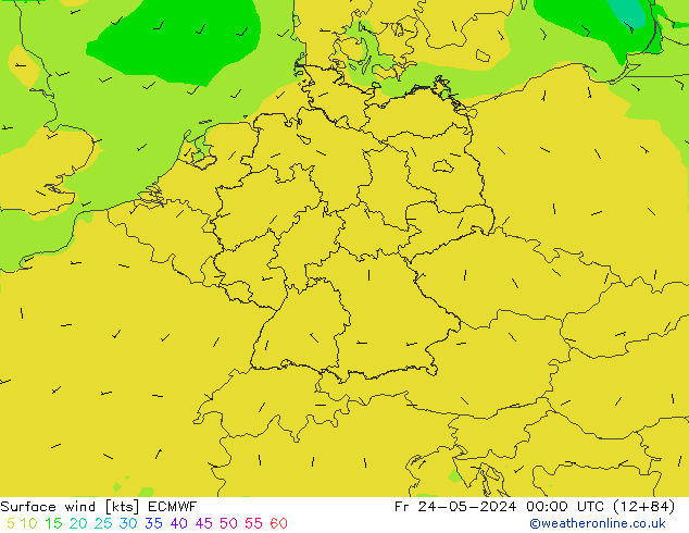 Surface wind ECMWF Fr 24.05.2024 00 UTC