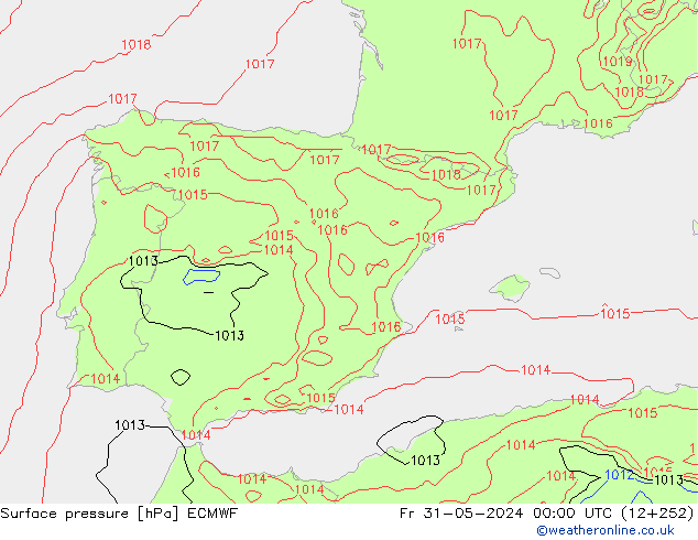 Yer basıncı ECMWF Cu 31.05.2024 00 UTC