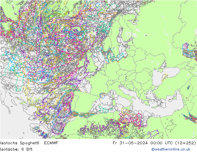 Isotachs Spaghetti ECMWF ven 31.05.2024 00 UTC