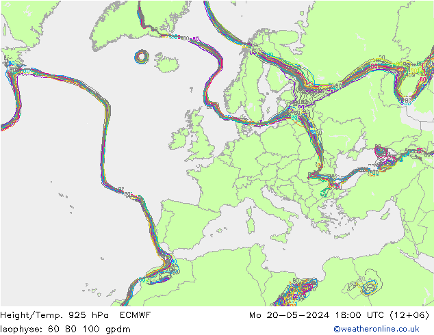 Height/Temp. 925 гПа ECMWF пн 20.05.2024 18 UTC