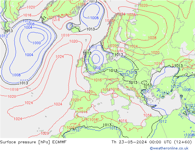 pression de l'air ECMWF jeu 23.05.2024 00 UTC
