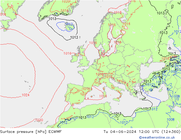 приземное давление ECMWF вт 04.06.2024 12 UTC