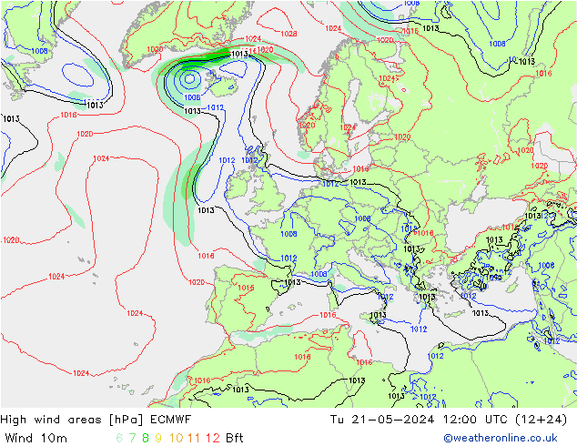 High wind areas ECMWF mar 21.05.2024 12 UTC