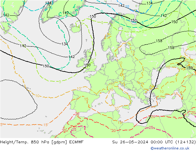 Hoogte/Temp. 850 hPa ECMWF zo 26.05.2024 00 UTC