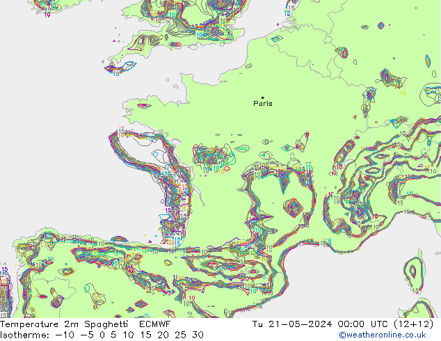 Temperaturkarte Spaghetti ECMWF Di 21.05.2024 00 UTC