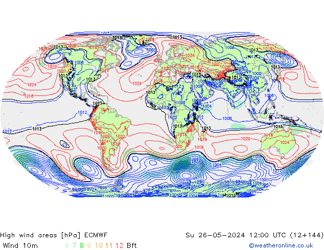 High wind areas ECMWF Su 26.05.2024 12 UTC