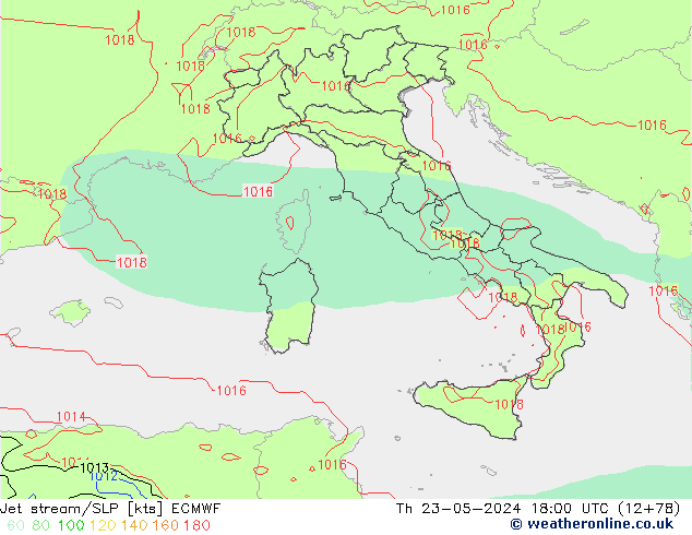 Jet Akımları/SLP ECMWF Per 23.05.2024 18 UTC