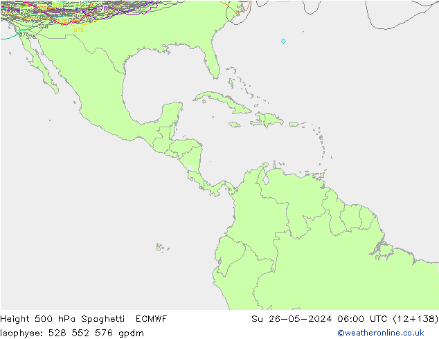 Height 500 hPa Spaghetti ECMWF  26.05.2024 06 UTC