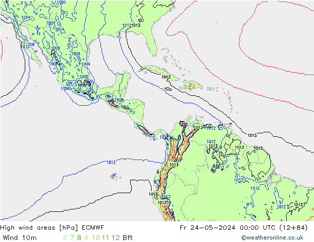 High wind areas ECMWF Fr 24.05.2024 00 UTC