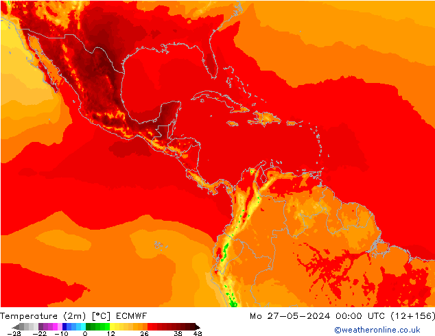 Temperatura (2m) ECMWF lun 27.05.2024 00 UTC
