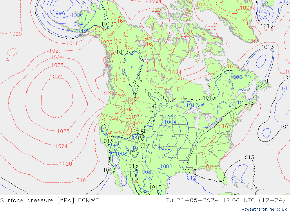 Surface pressure ECMWF Tu 21.05.2024 12 UTC