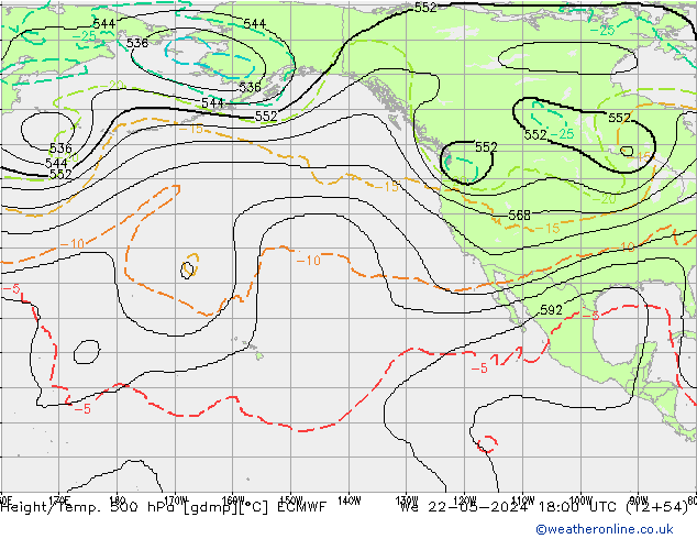 Géop./Temp. 500 hPa ECMWF mer 22.05.2024 18 UTC