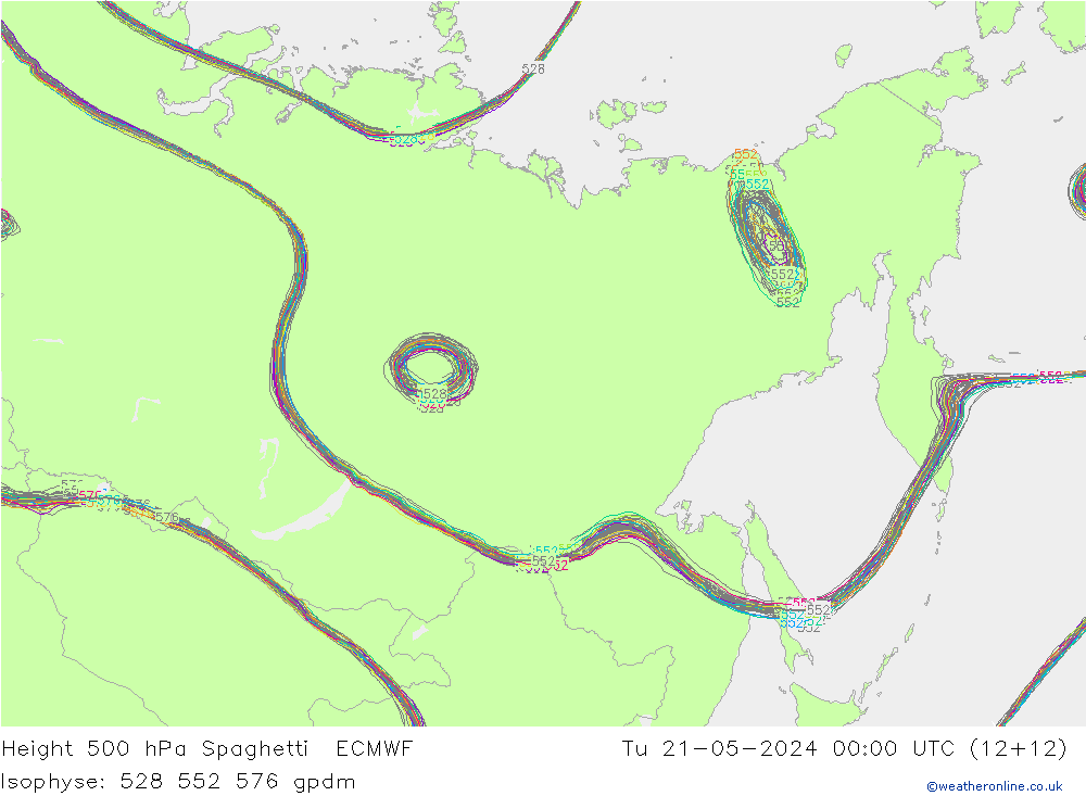 500 hPa Yüksekliği Spaghetti ECMWF Sa 21.05.2024 00 UTC