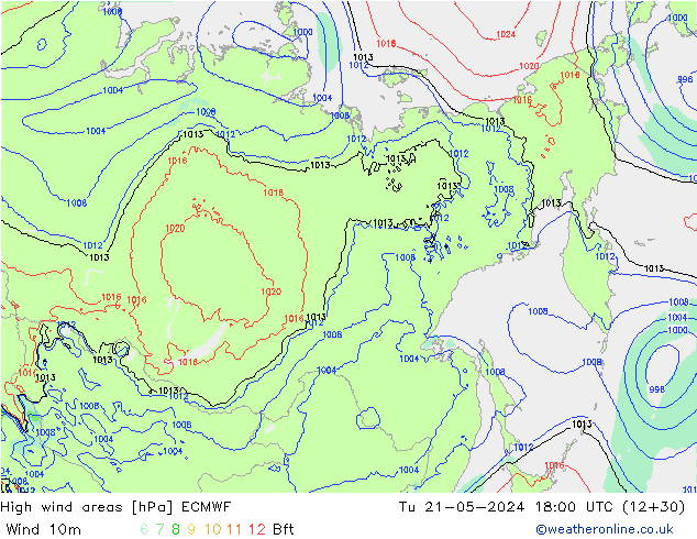High wind areas ECMWF Ter 21.05.2024 18 UTC