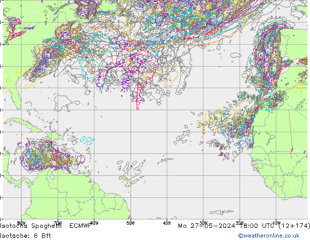 Isotachs Spaghetti ECMWF пн 27.05.2024 18 UTC