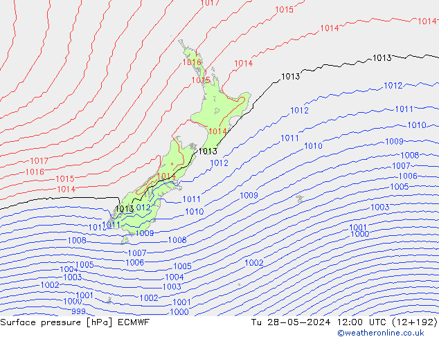 Surface pressure ECMWF Tu 28.05.2024 12 UTC