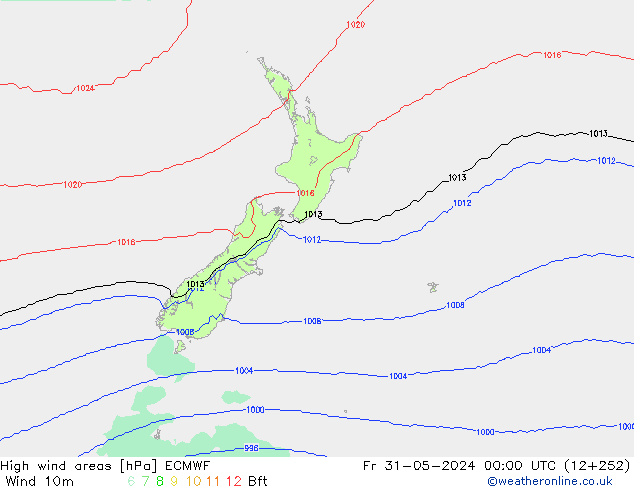 High wind areas ECMWF пт 31.05.2024 00 UTC