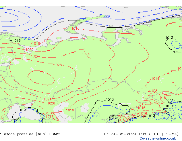 pressão do solo ECMWF Sex 24.05.2024 00 UTC