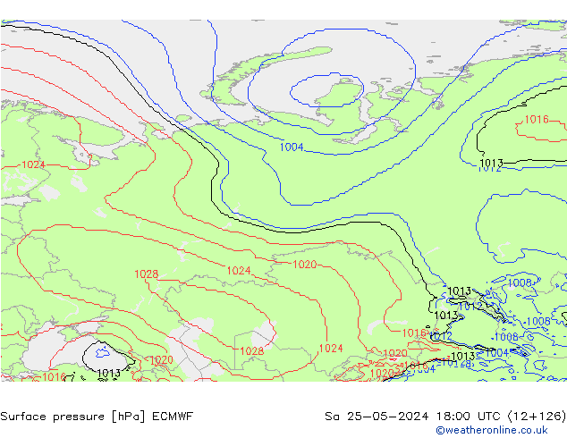pressão do solo ECMWF Sáb 25.05.2024 18 UTC