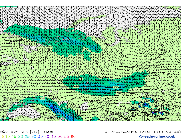 Vent 925 hPa ECMWF dim 26.05.2024 12 UTC