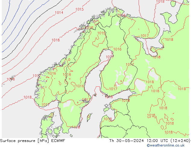 Bodendruck ECMWF Do 30.05.2024 12 UTC