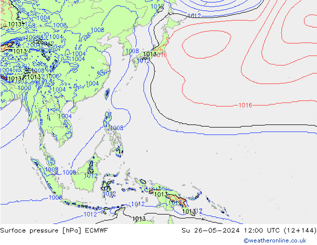 Luchtdruk (Grond) ECMWF zo 26.05.2024 12 UTC