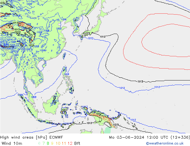 yüksek rüzgarlı alanlar ECMWF Pzt 03.06.2024 12 UTC