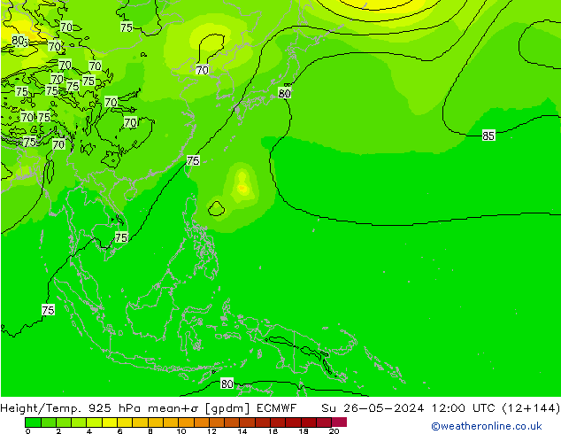 Height/Temp. 925 hPa ECMWF  26.05.2024 12 UTC