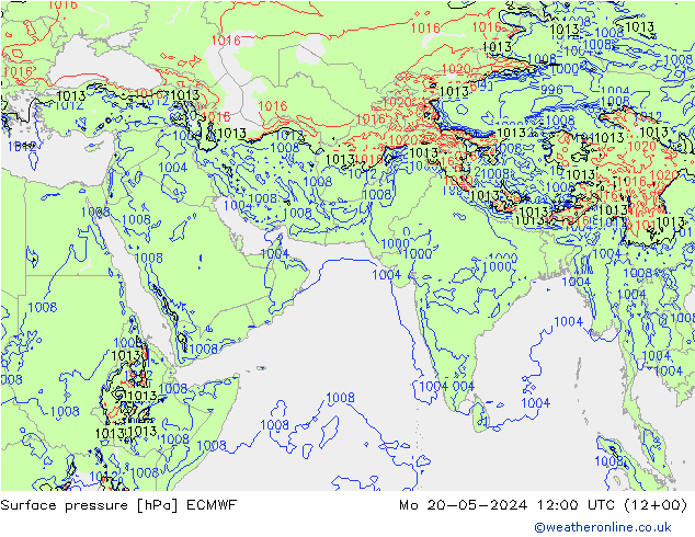 地面气压 ECMWF 星期一 20.05.2024 12 UTC