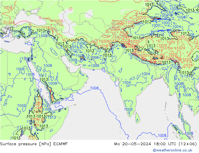 地面气压 ECMWF 星期一 20.05.2024 18 UTC