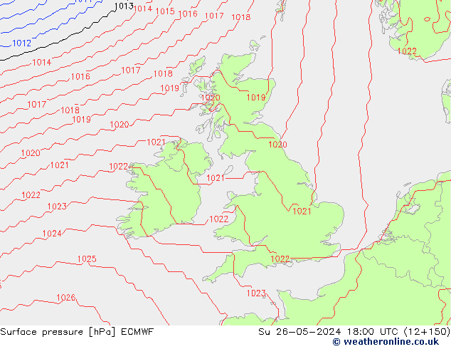 Surface pressure ECMWF Su 26.05.2024 18 UTC