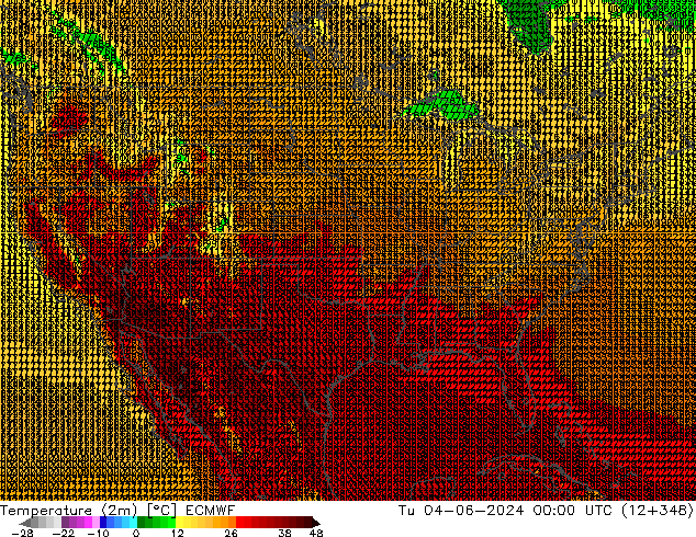 Temperatura (2m) ECMWF Ter 04.06.2024 00 UTC