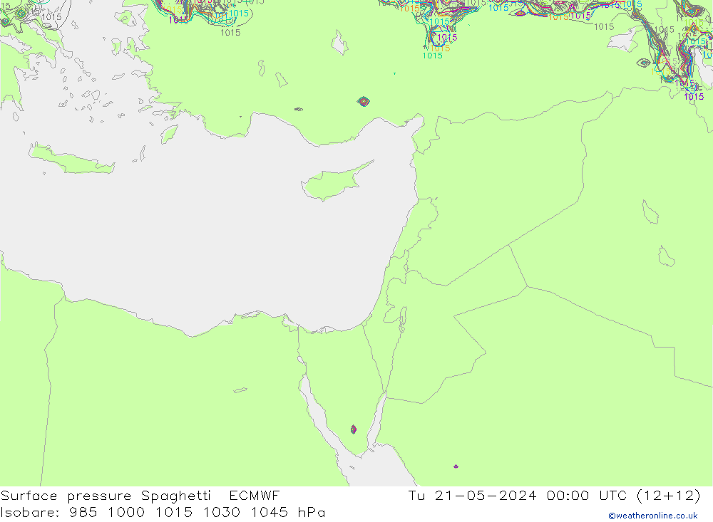 Yer basıncı Spaghetti ECMWF Sa 21.05.2024 00 UTC