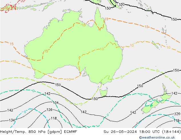 Height/Temp. 850 hPa ECMWF Su 26.05.2024 18 UTC