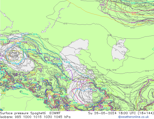 приземное давление Spaghetti ECMWF Вс 26.05.2024 18 UTC