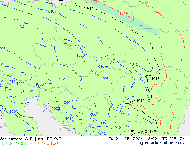 Prąd strumieniowy ECMWF wto. 21.05.2024 18 UTC