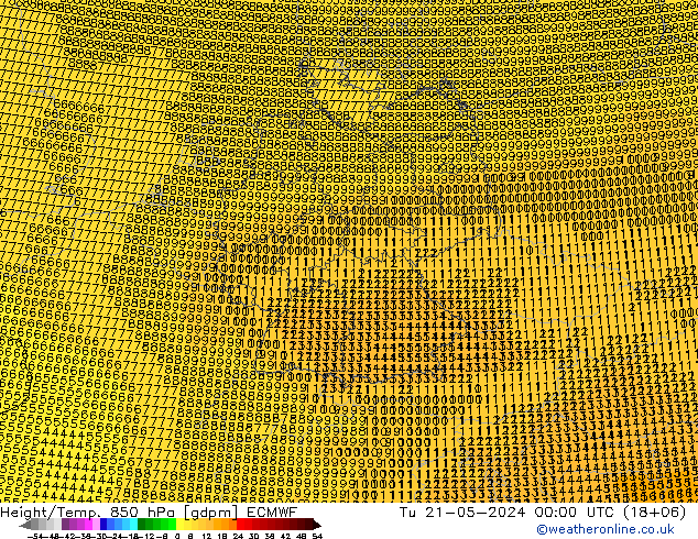 Height/Temp. 850 hPa ECMWF 星期二 21.05.2024 00 UTC